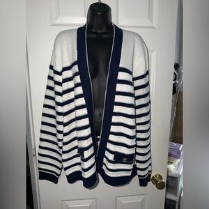 J. Crew Women’s Striped Open Cardigan Sweater Ivory Ant Navy Texture